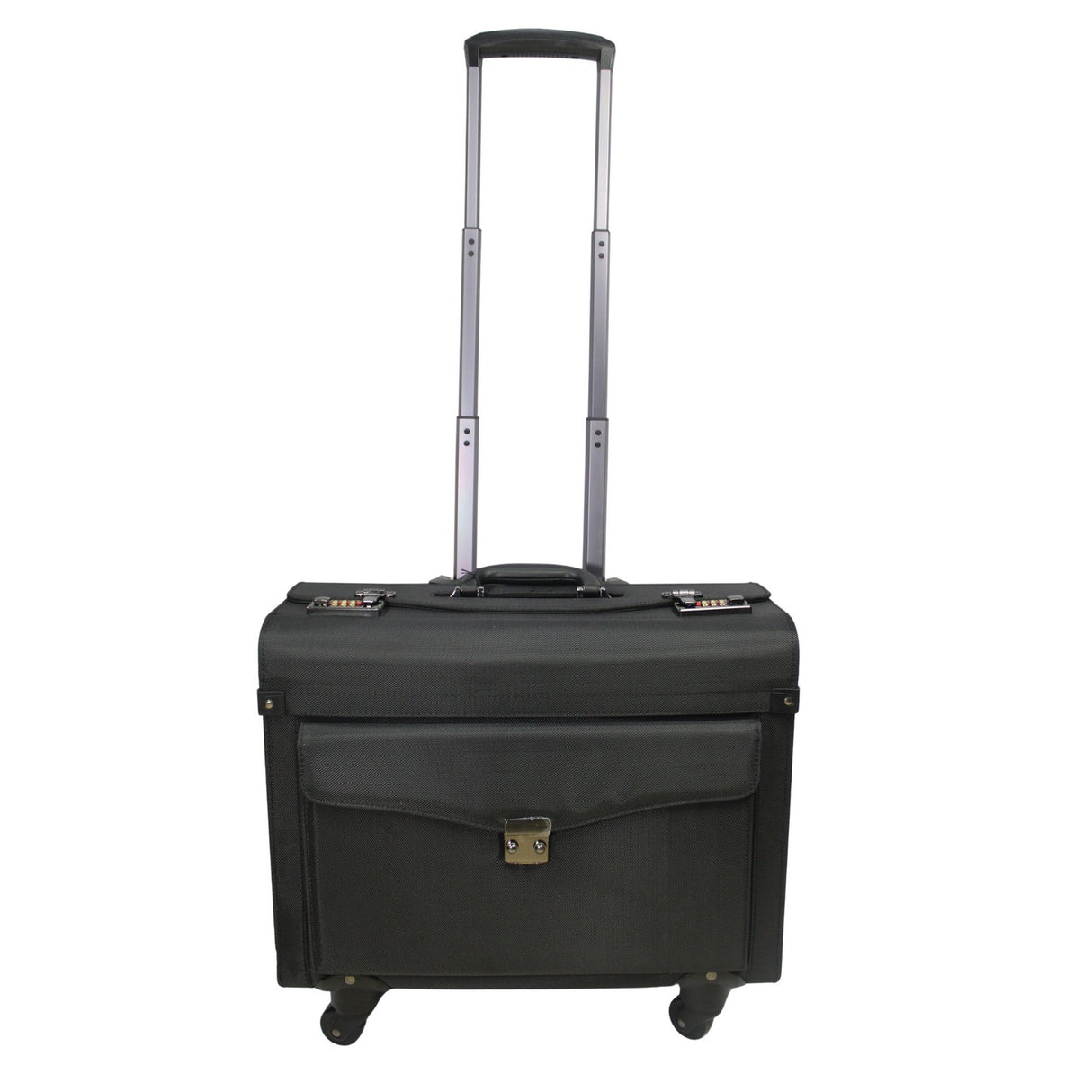 Rolling 17” Laptop Briefcase with Wheels Pilot Attache Legal Case (Black)