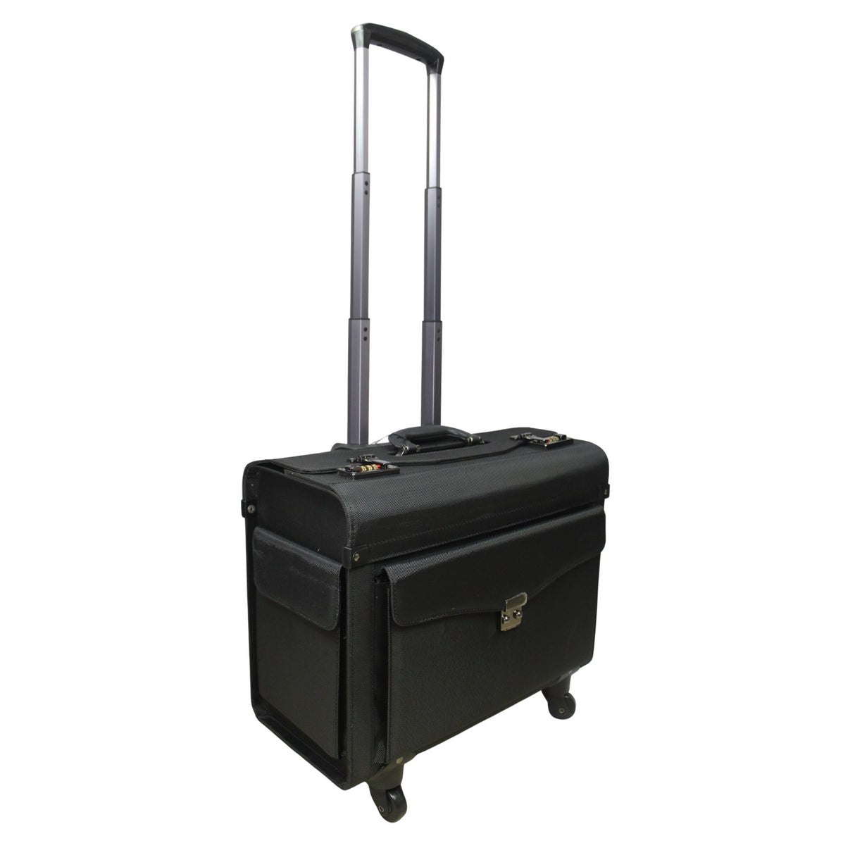 Rolling 17” Laptop Briefcase with Wheels Pilot Attache Legal Case (Black)