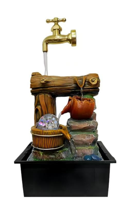 Rustic flow LED Tabletop fountain with magic faucet