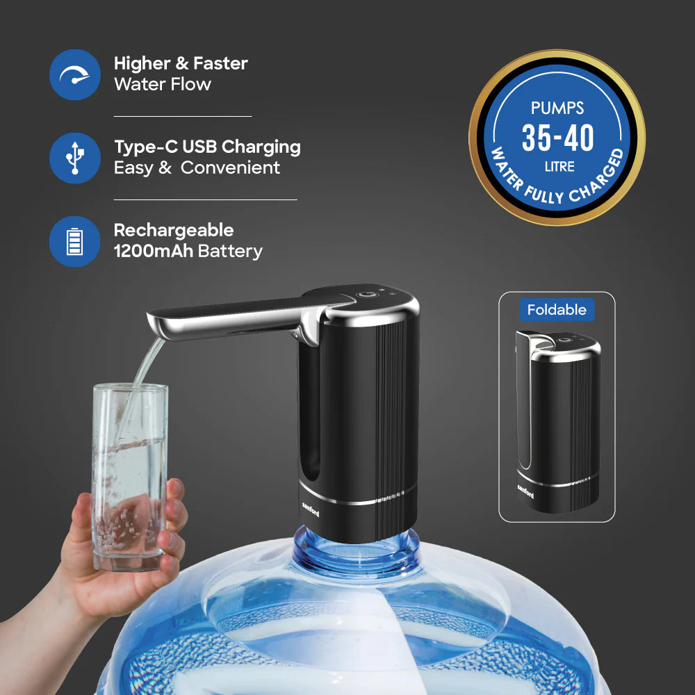 Sanford Rechargeable Automatic Water Dispenser | 1200mAh Battery | USB Charging | Foldable Pipe | Food-Grade Silicone Hose