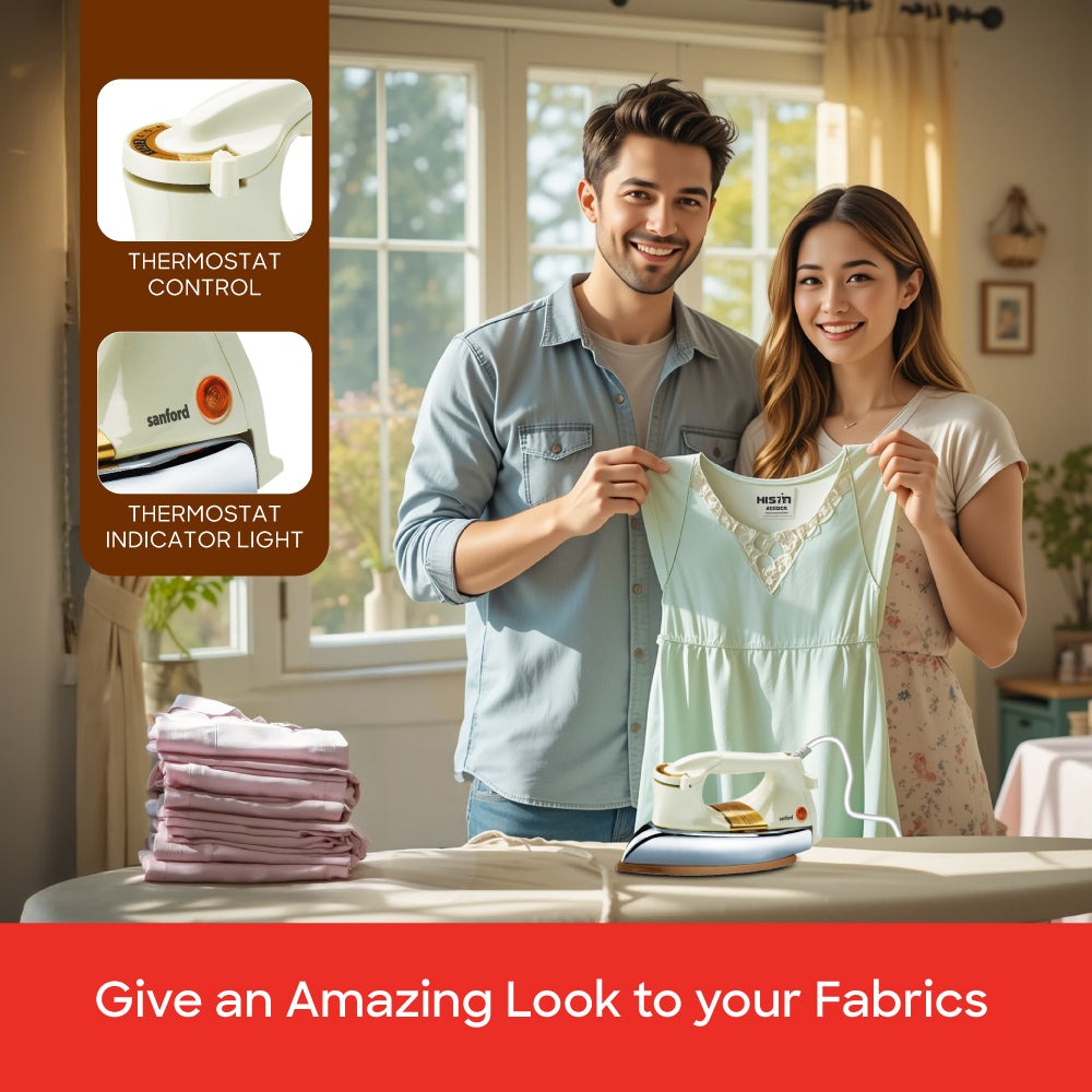 Sanford 1100W Heavy Weight Dry Iron with Golden Ceramic Soleplate