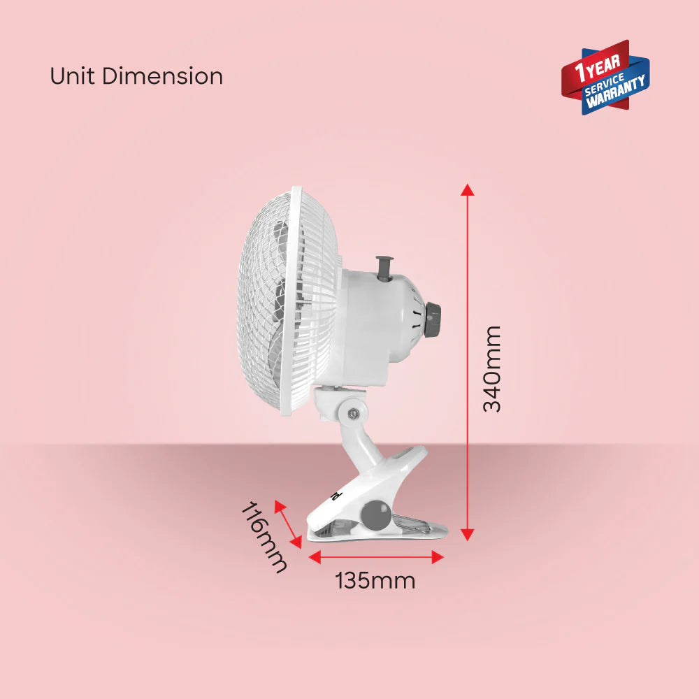 Sanford 3-in-1 Fan – Desk, Clip & Wall Mount | 360° Rotation | 2-Speed Silent Motor | 45W Power