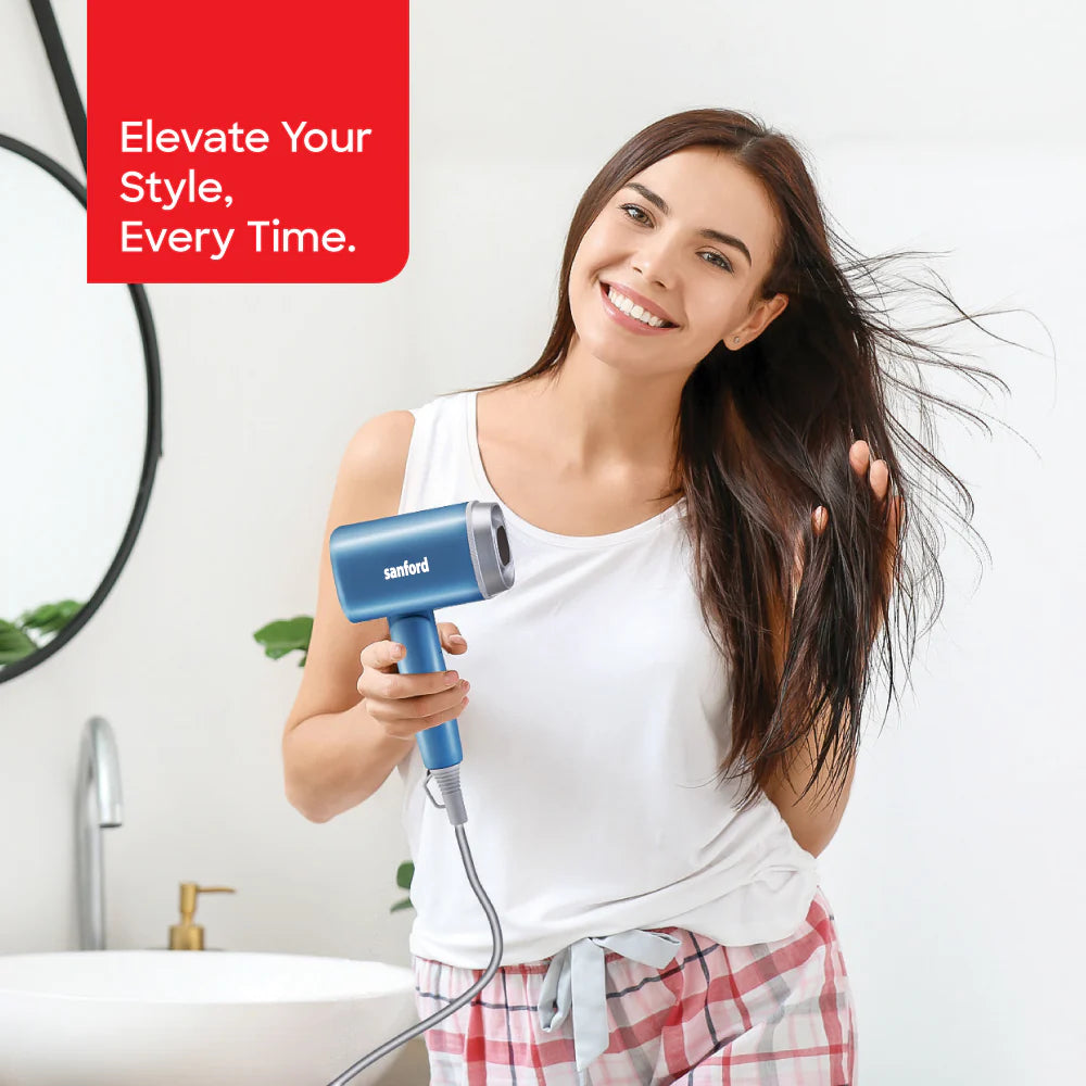 Sanford 1200W Compact Hair Dryer with Foldable Handle | 2 Speed & 2 Heat Settings | DC Motor