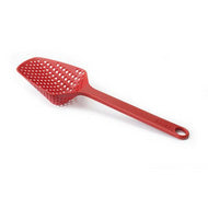 Joseph Joseph small scoop colander 30cm in red, a draining scoop and slotted serving spoon.