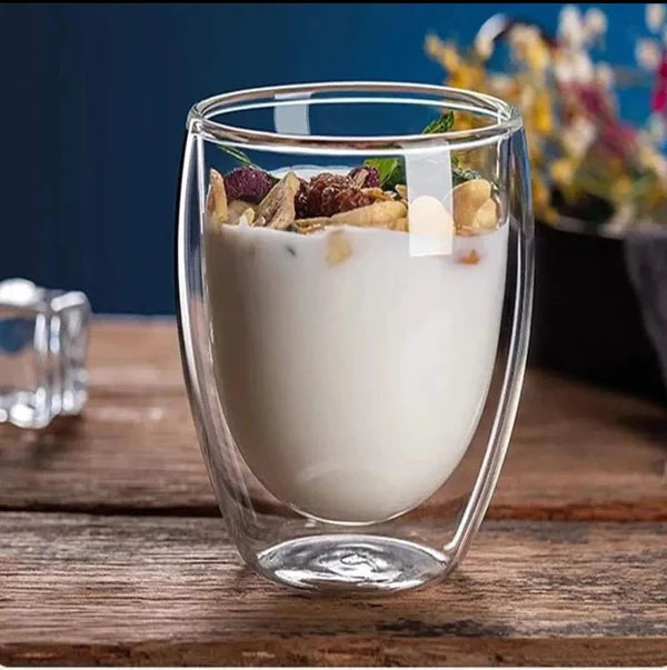 2pcs Double Walled Borosilicate Glass.