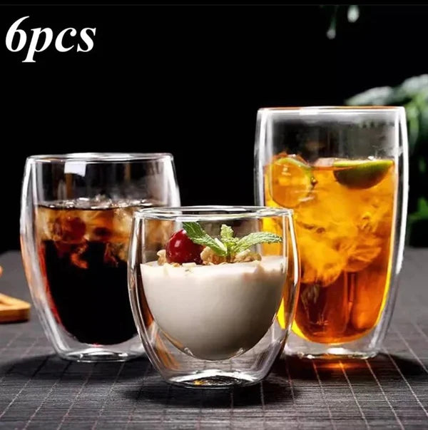 2pcs Double Walled Borosilicate Glass.
