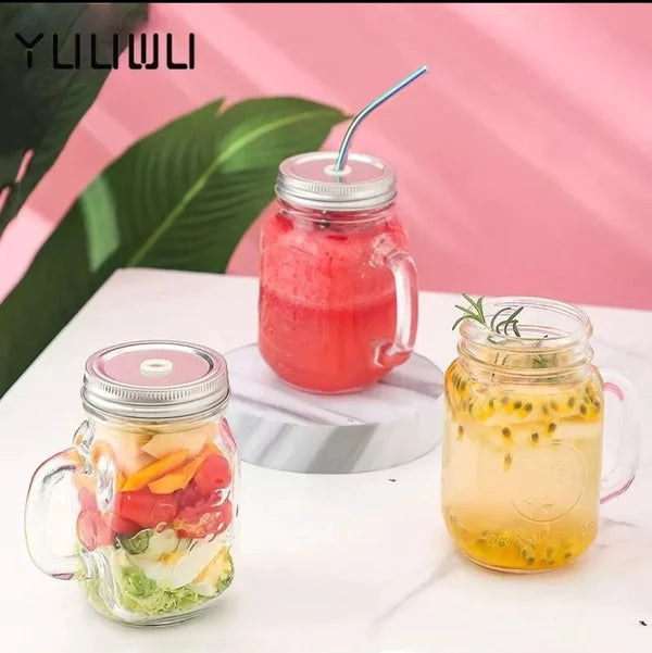 4pcs Glass Smoothie Mason Jars