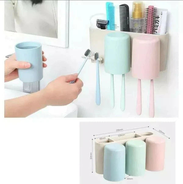 Wheat Straw Material Toothbrush Holder with 3 Cups