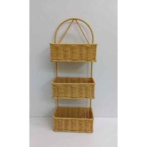 3-Tier Rattan Shower Caddy & Bathroom Organiser – Hanging Over Shower Head, Hand Woven Water Resistant