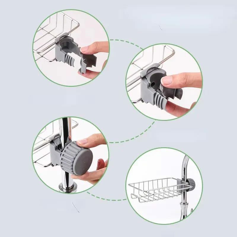Stainless steel faucet rack / sink tidy with towel rack