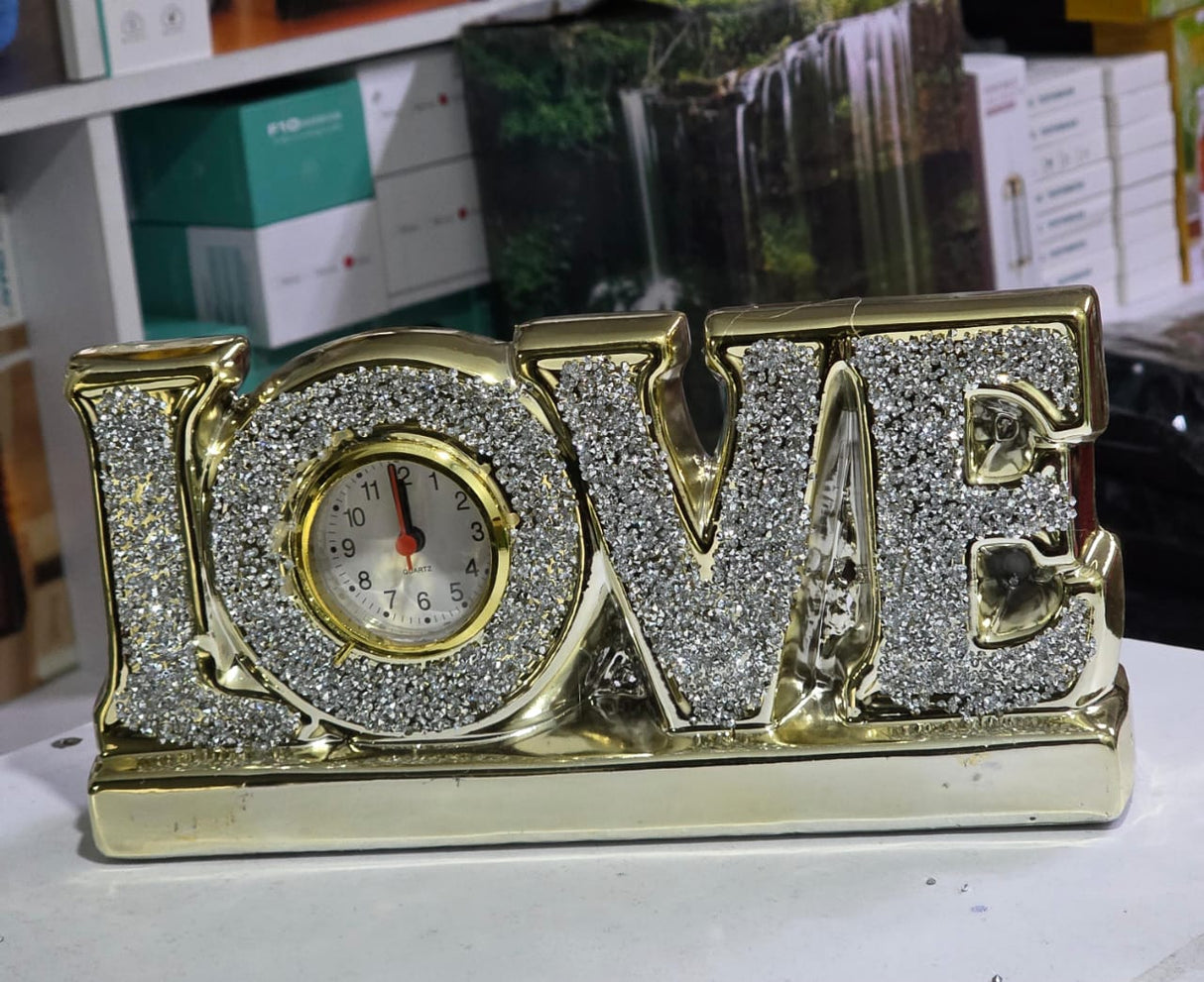 LOVE" Tabletop clock sparkling decorative timepiece