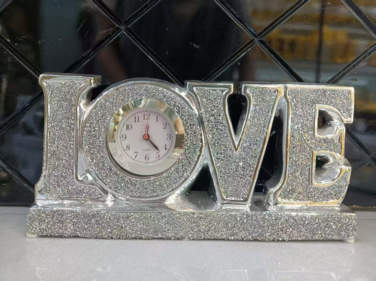 LOVE" Tabletop clock sparkling decorative timepiece