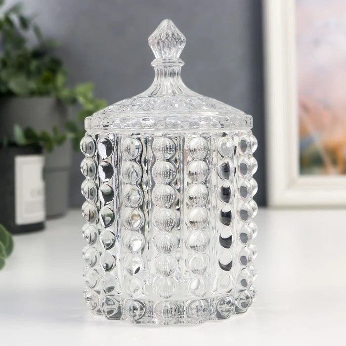 This elegant, eye catching, crisp white glass sugar dish, vessel gives old school candy jar vibes