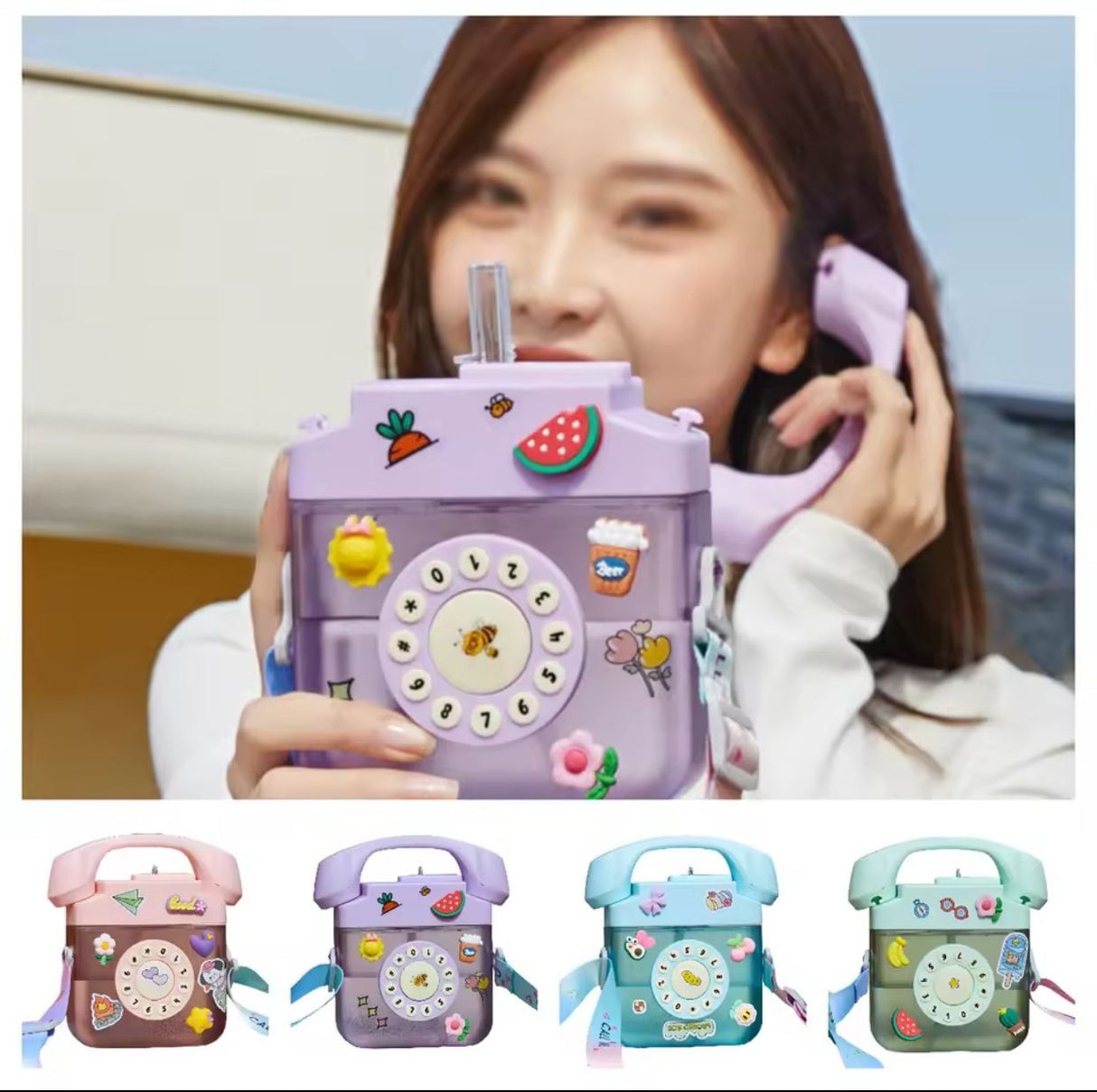 Unique water bottles with straw ,straps,stickers