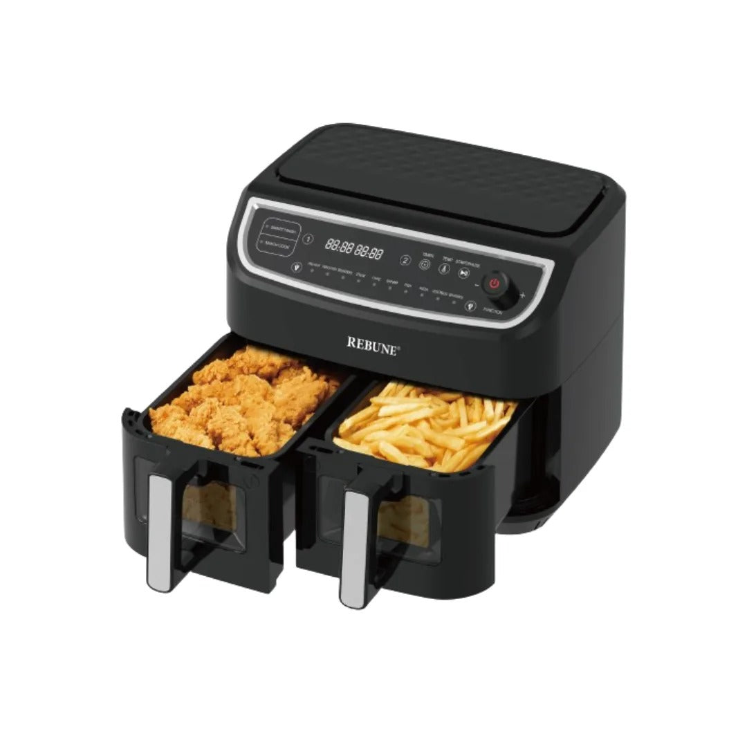 Rebune 10Litres Dual Bowl Air Fryer, 1750W