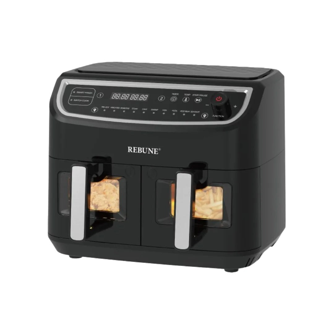 Rebune 10Litres Dual Bowl Air Fryer, 1750W