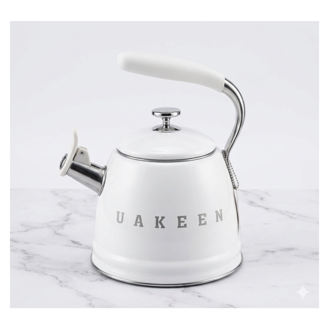 UAKEEN Germany Retro Whistling Kettle 3.5L with Silicone Handle – Stainless Steel, Induction Compatible