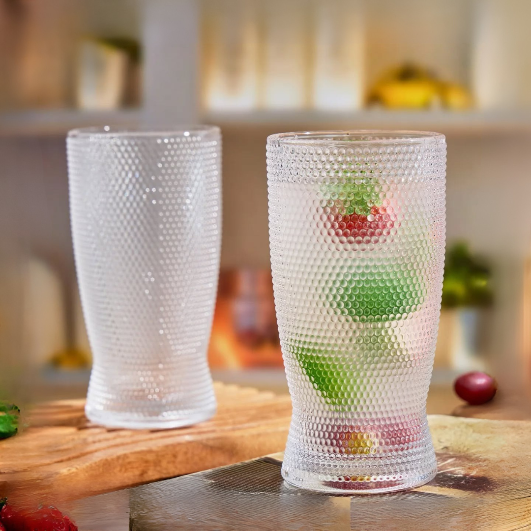 6pcs Unique Vertical Grain Frosted Tumbler Glass Set – 360ml