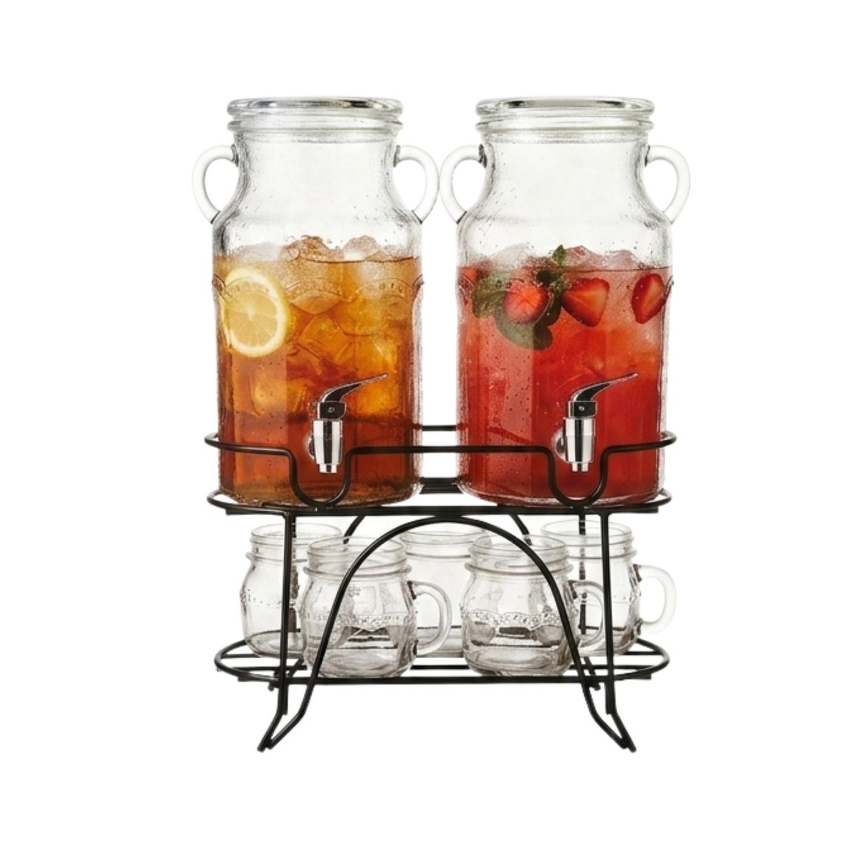 Danny Home Glass Juice Dispenser with Tap & Stand | Large Beverage Dispenser for Juice, Water & Drinks