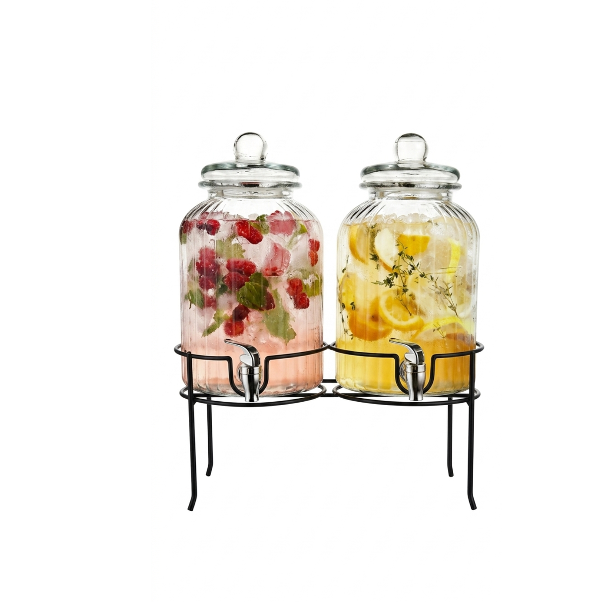Danny Home Glass Juice Dispenser with Tap & Stand | Large Beverage Dispenser for Juice, Water & Drinks