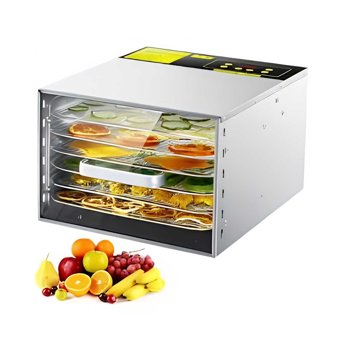 Stainless Steel Food Dehydrator Machine โ Fruit, Vegetable, Meat & Herb Dryer with Temperature Control, 6 to 18 Trays
