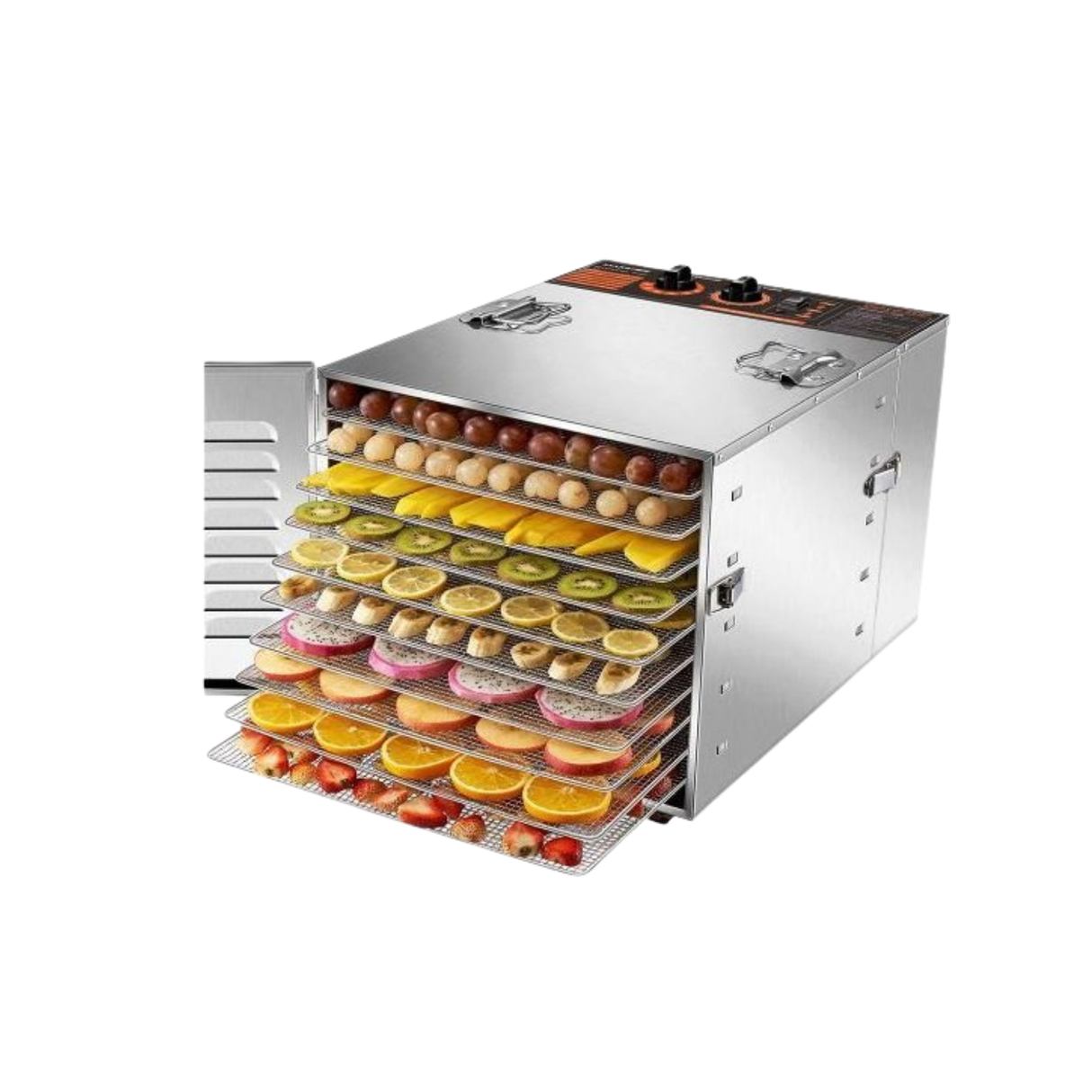 Stainless Steel Food Dehydrator Machine โ Fruit, Vegetable, Meat & Herb Dryer with Temperature Control, 6 to 18 Trays