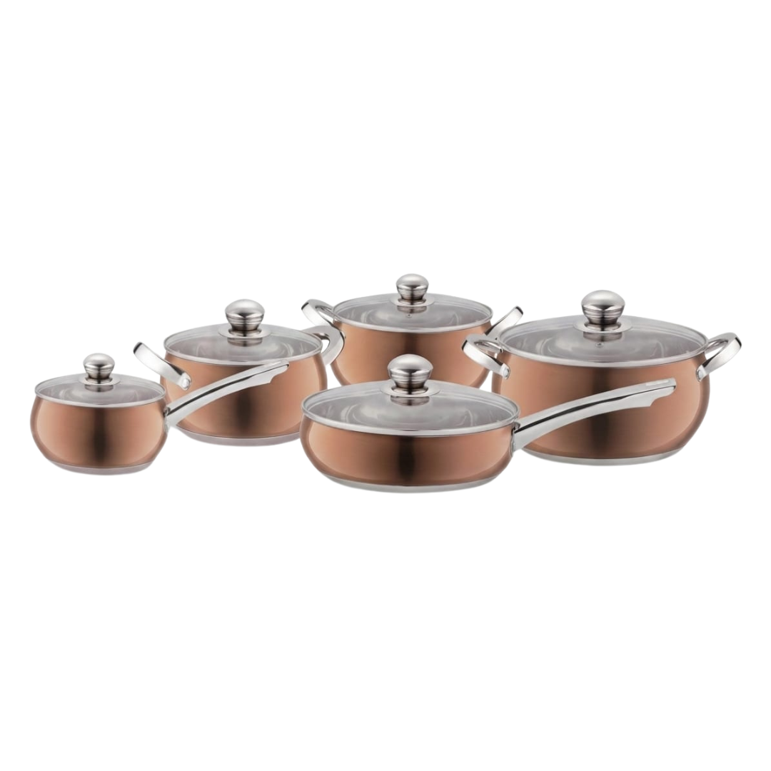 Edenberg 10 PCS Stainless Steel Cookware Set | 2.1L, 2.9L, 3.3L, 3.9L & 6.1L