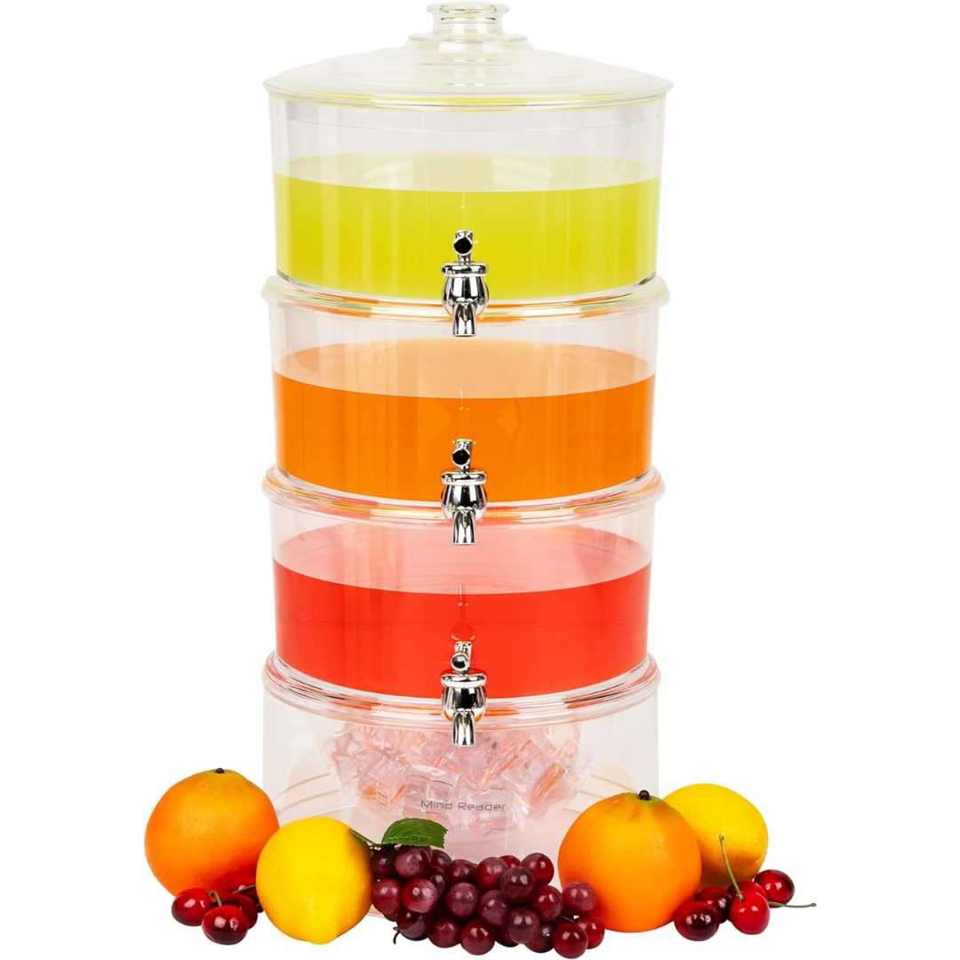3-Tier Transparent Beverage Dispenser Large Capacity Juice & Drink Server for Parties, Homes & Events