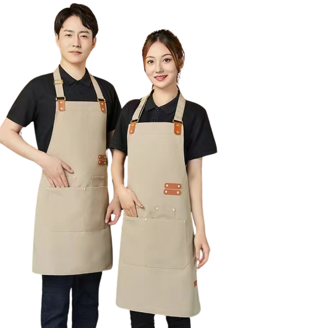 Canvas Chef Apron Cross Back Apron for Men and Women with Adjustable Straps and Large Pockets Canvas Apron