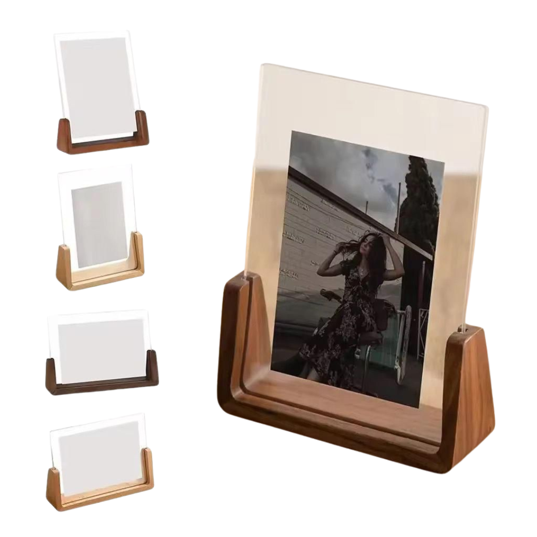 Acrylic Photo Frame with Wooden Base
