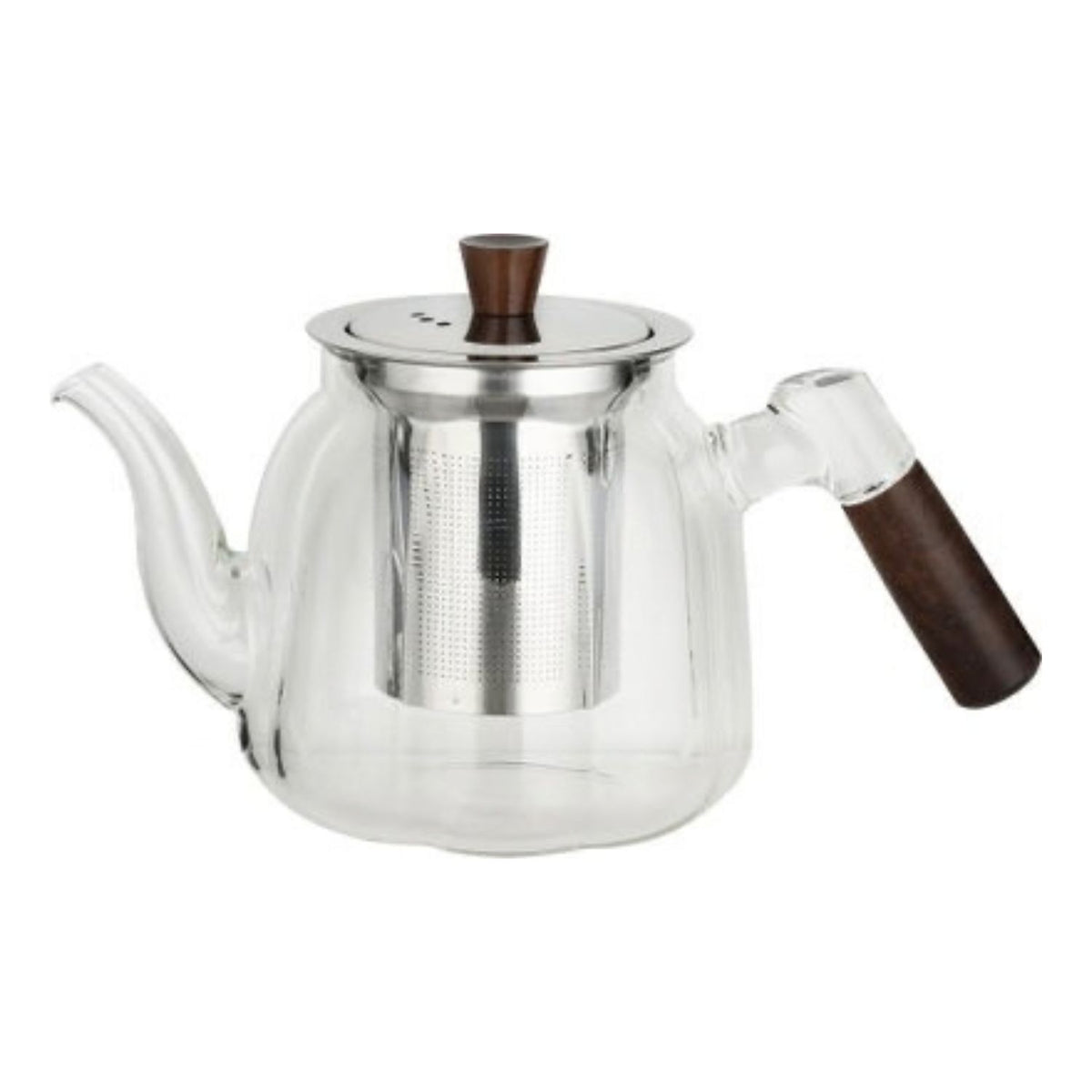 Glass Teapot with Stainless Steel Infuser 1.2L, Heat Resistant Tea Decanter with Strainer and Bamboo Handle for Loose Leaf, Herbal and Chai