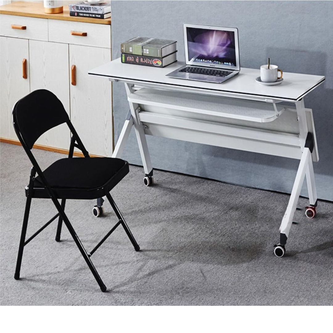Foldable Movable Study Desk Table laptop stand With Wheels