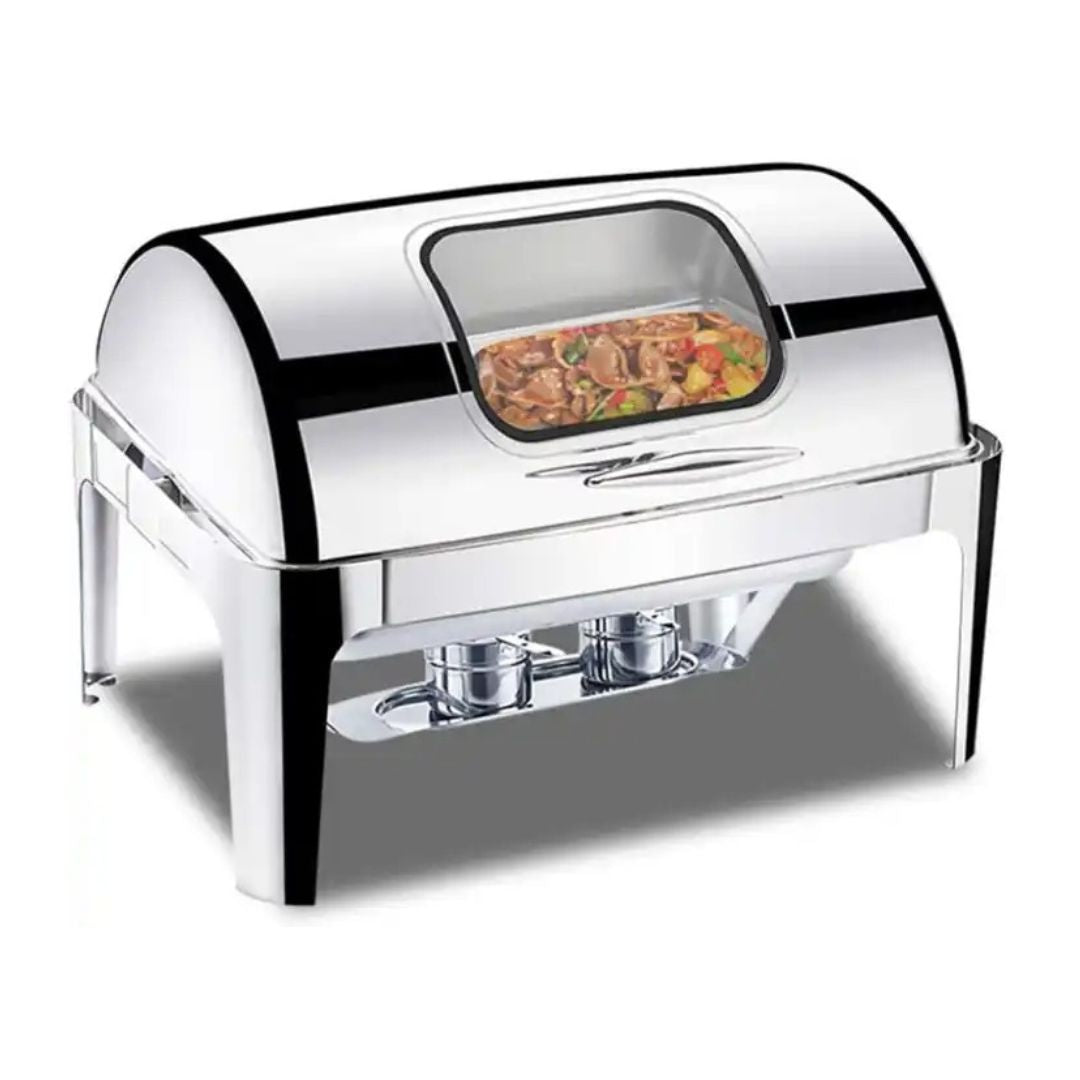 Chaffing dish Stainless steel roll top with glass window 9 Ltr Roll Top cheffing dish