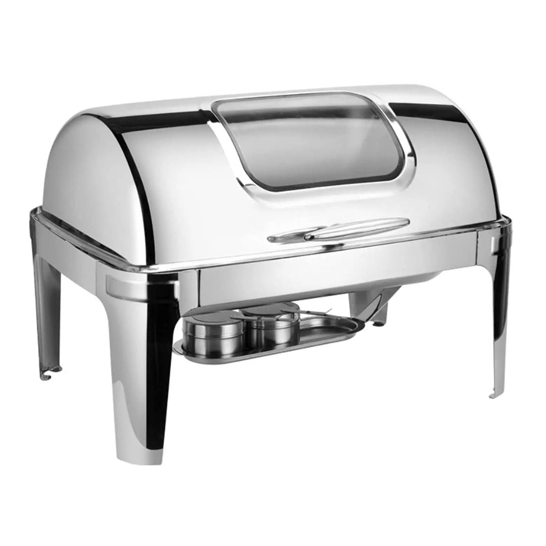 Chaffing dish Stainless steel roll top with glass window 9 Ltr Roll Top cheffing dish