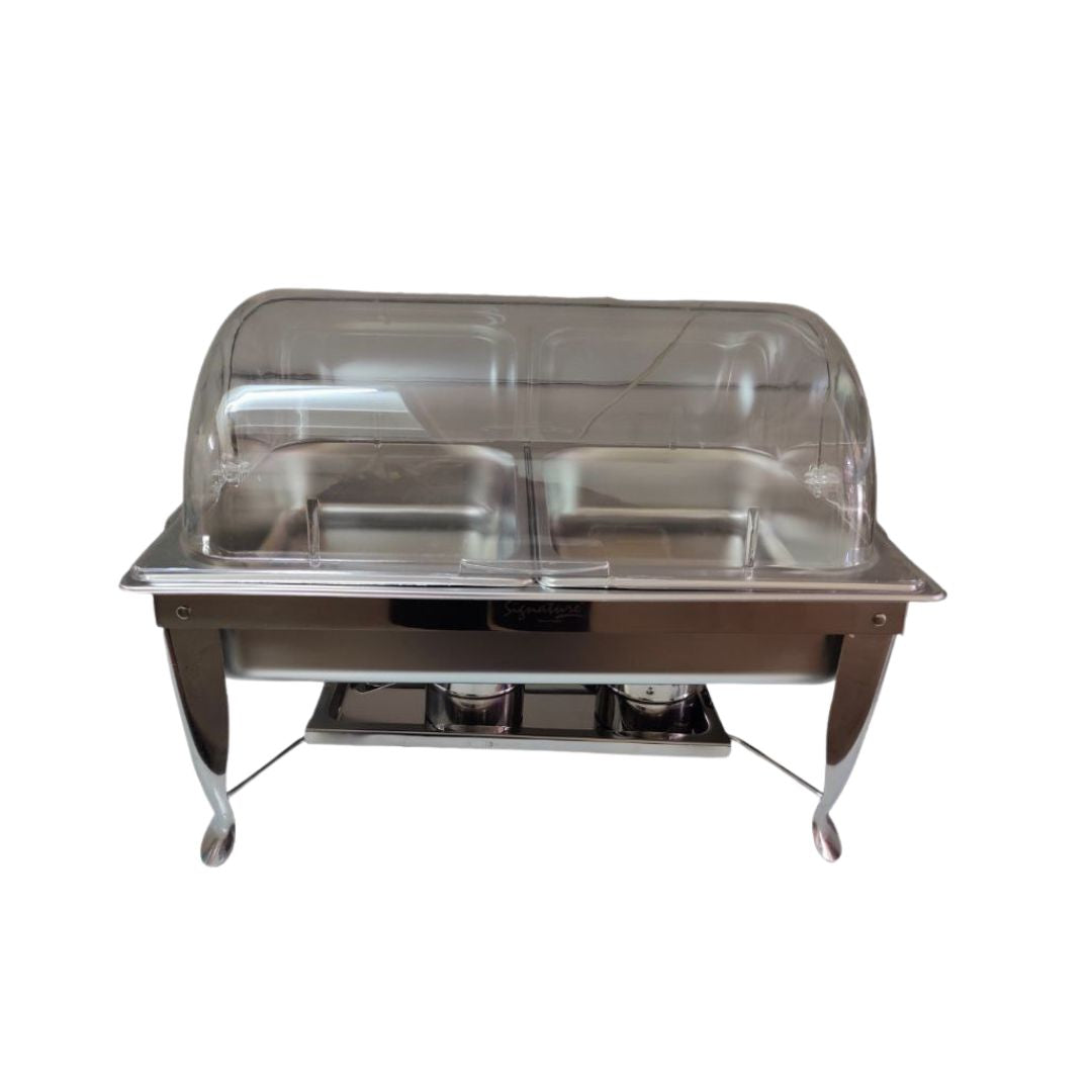 Stainless Steel Buffet Set, Buffet Food Roll Top Chafing Dish Servers 9L Chaffing Dish With Plastic Cover