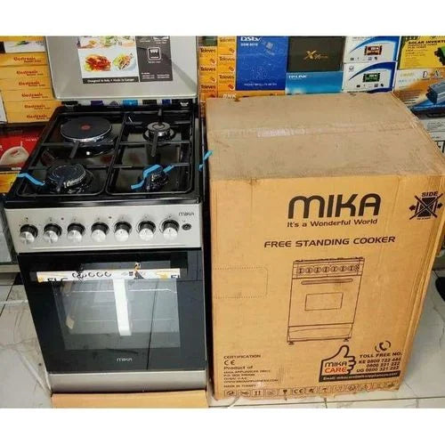 MIKA Standing Cooker, 50cm x 60cm, 3 Gas Pipe Burners + 1 RAPID Hot Plate