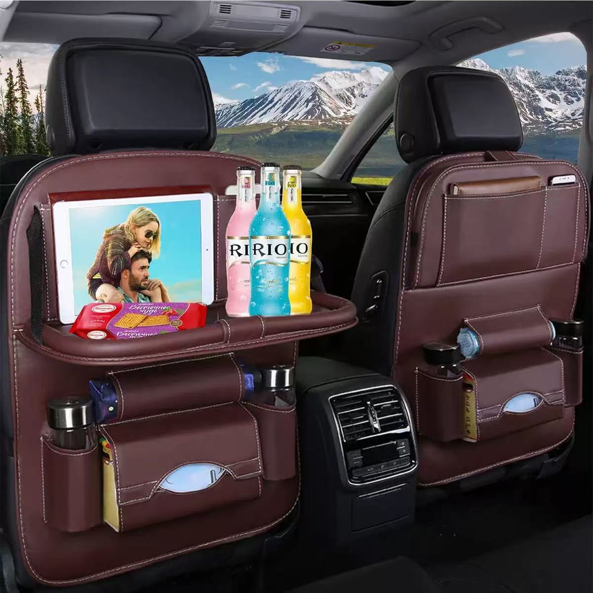 Multifunctional Car back seat storage bag with dinning tray