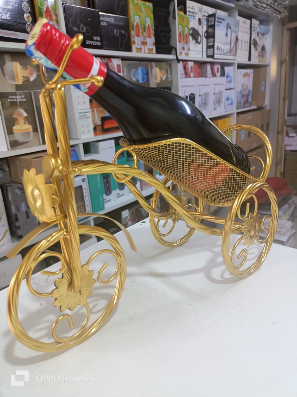 Vintage metal Tricycle wine holder art