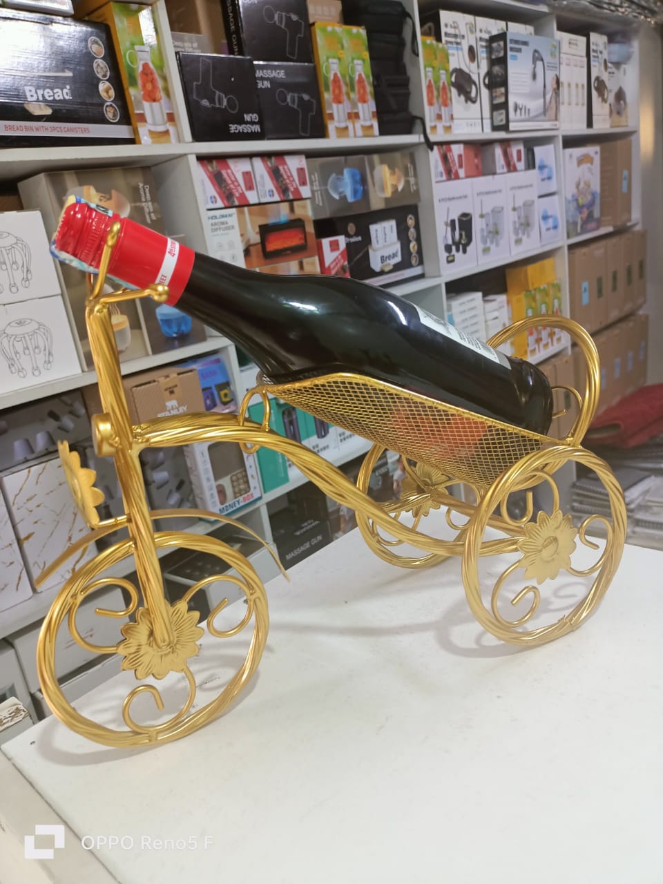 Vintage metal Tricycle wine holder art