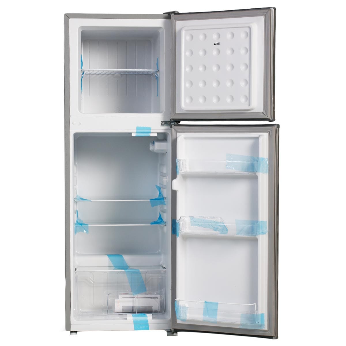 Rebune 118L double door refrigerator with freezer compartment open Kenya