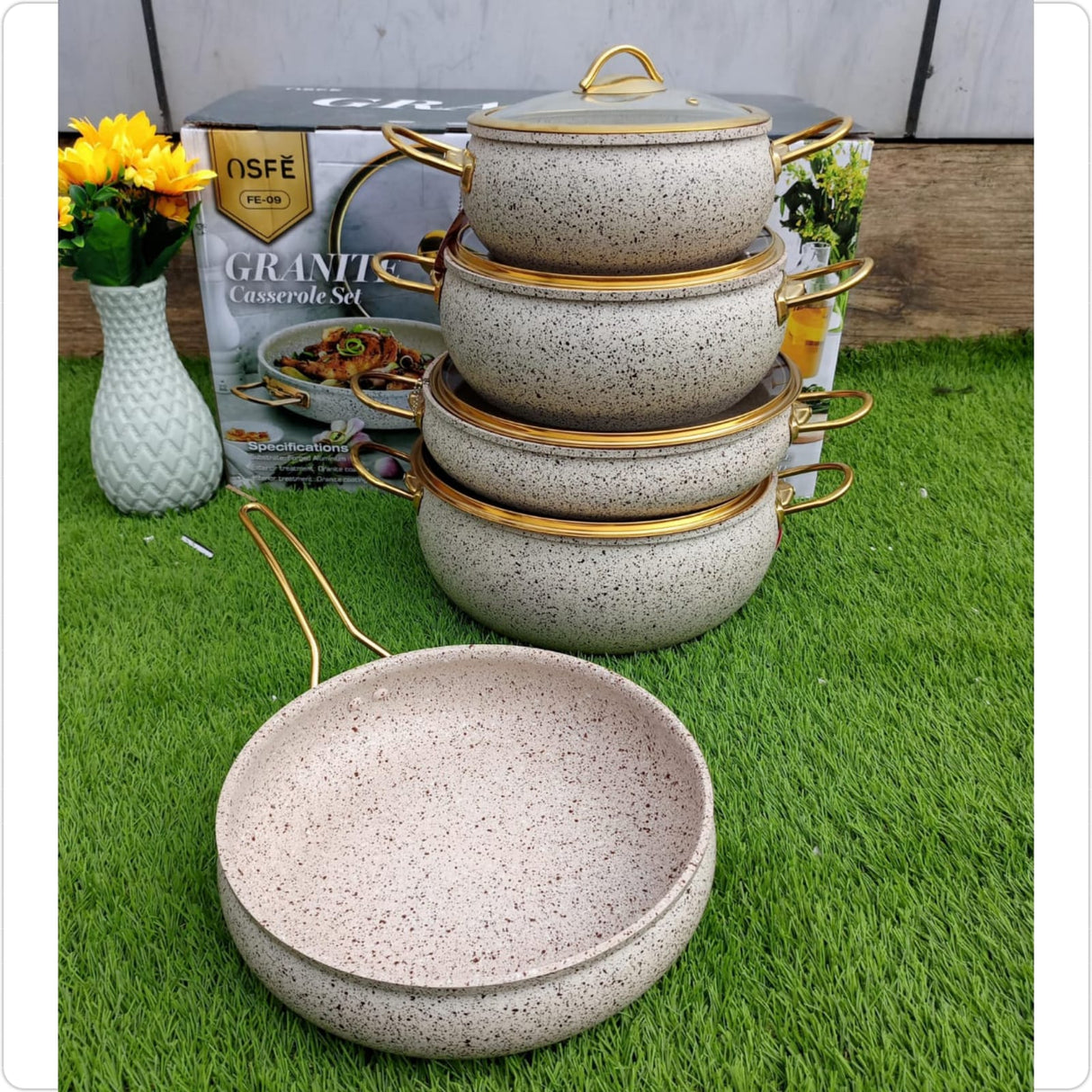 9pcs Granite Classy Cookware Set