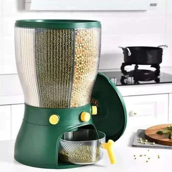 Partitioned Cereals Dispenser Restocked in White and Green