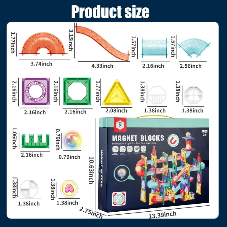 100 PCS 3D Light Magnetic Tiles Kids Building Blocks Toys Educational