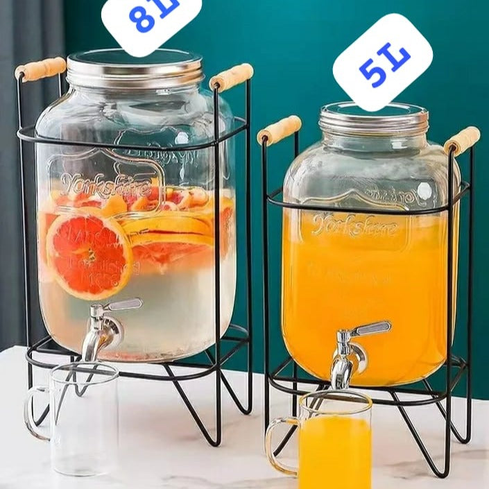 Glass Juice Dispenser with Stand & Tap 5L & 8L | Homelux Kenya