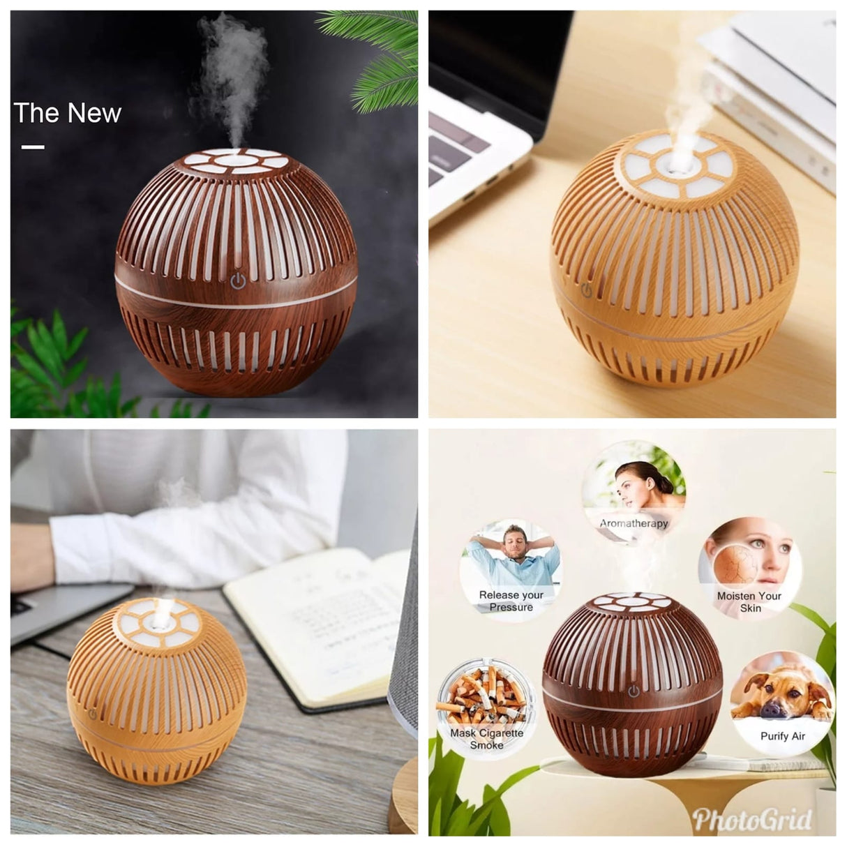 200ml Wood Grain round shape Air Humidifier