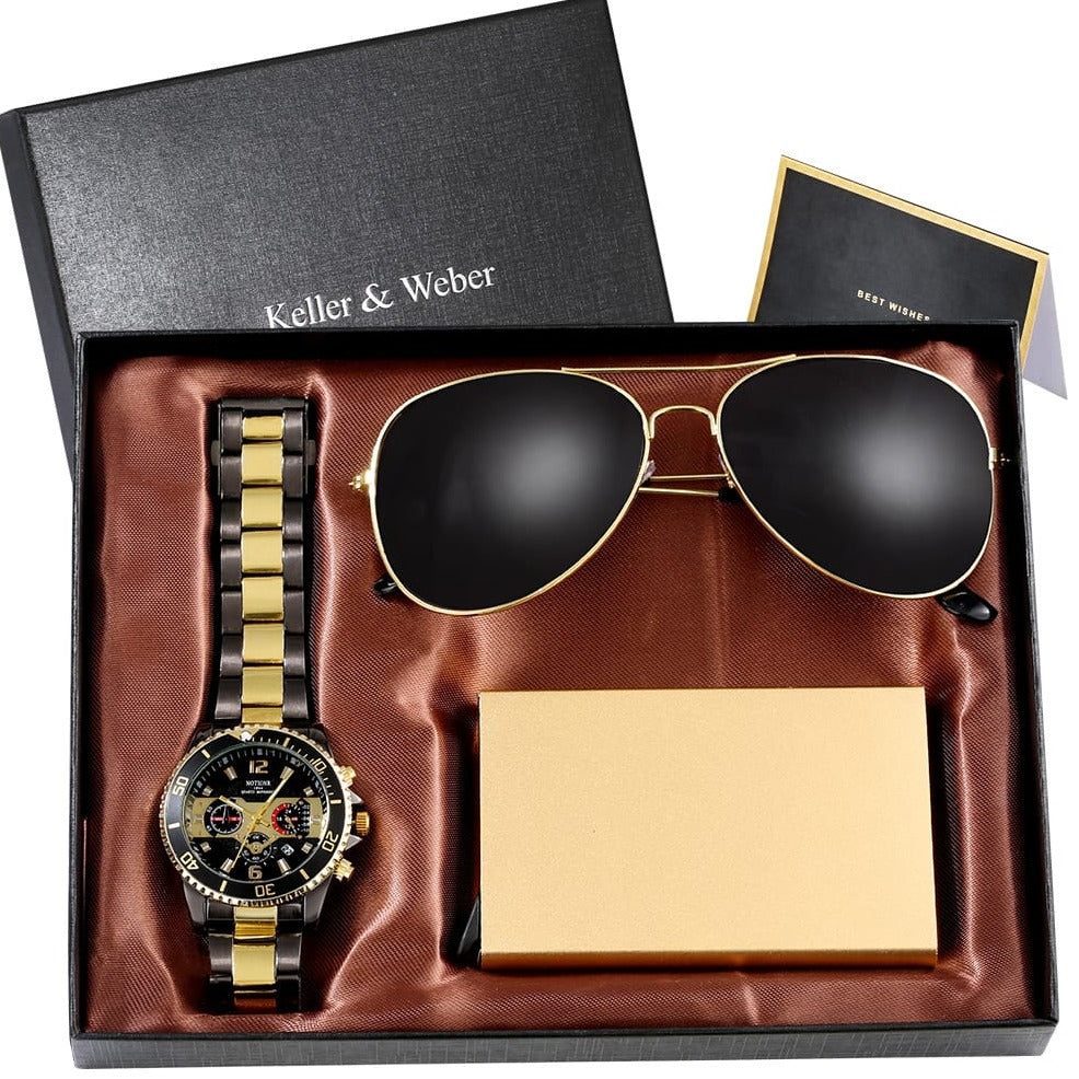 Men gold minimalist luxury gift set