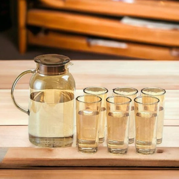 7pcs heat resistant borosilicate Glass pitcher with glasses
