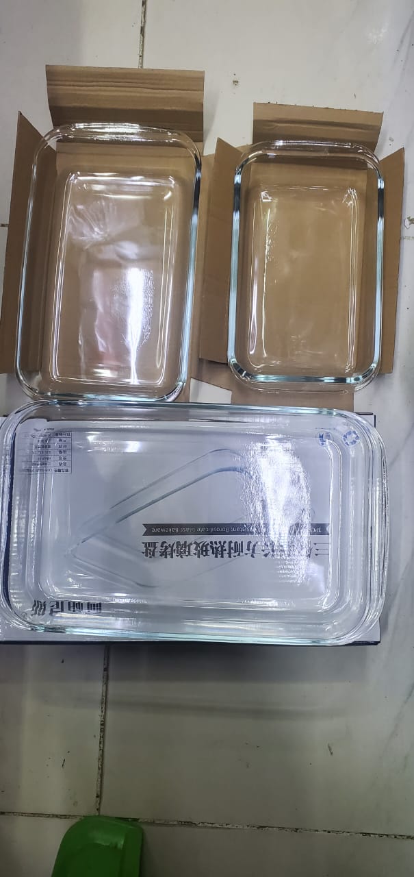 3 Pcs Rectangular Heat Resistant Borosilicate Glass Bakeware Set for Oven Baking and Storage