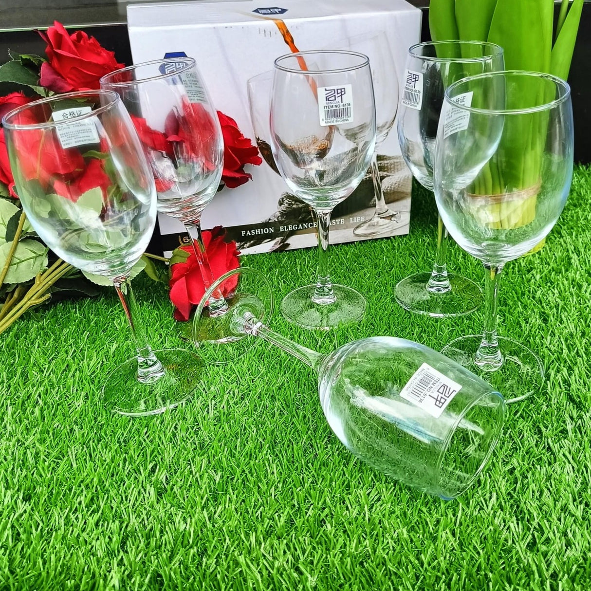 A set of 6 wine glasses