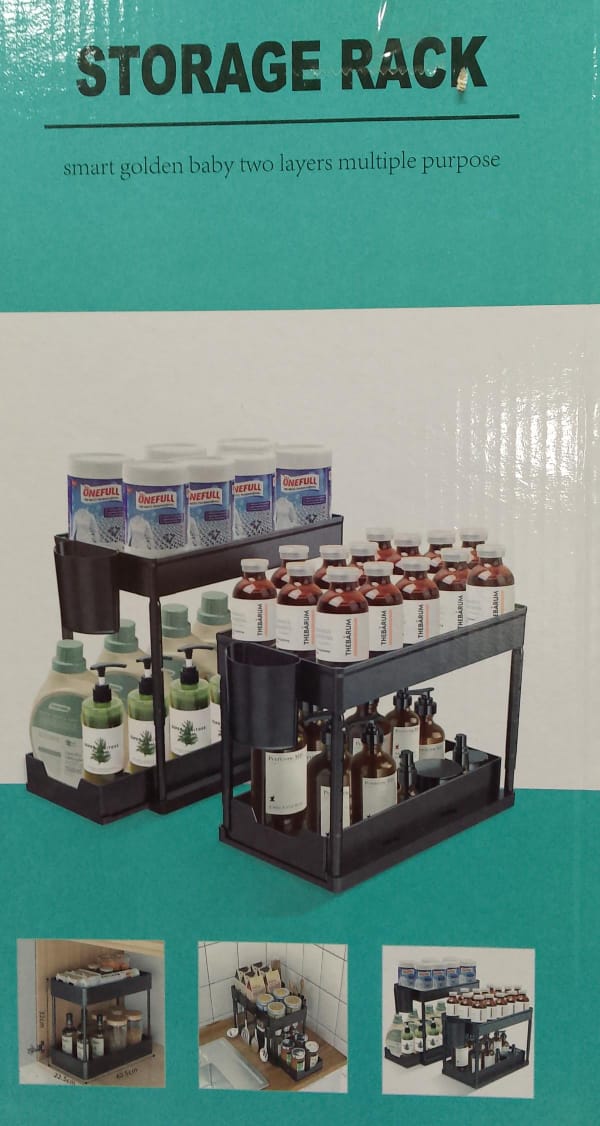 Detachable 2 layer smart golden baby multipurpose spice rack with bottom drawer